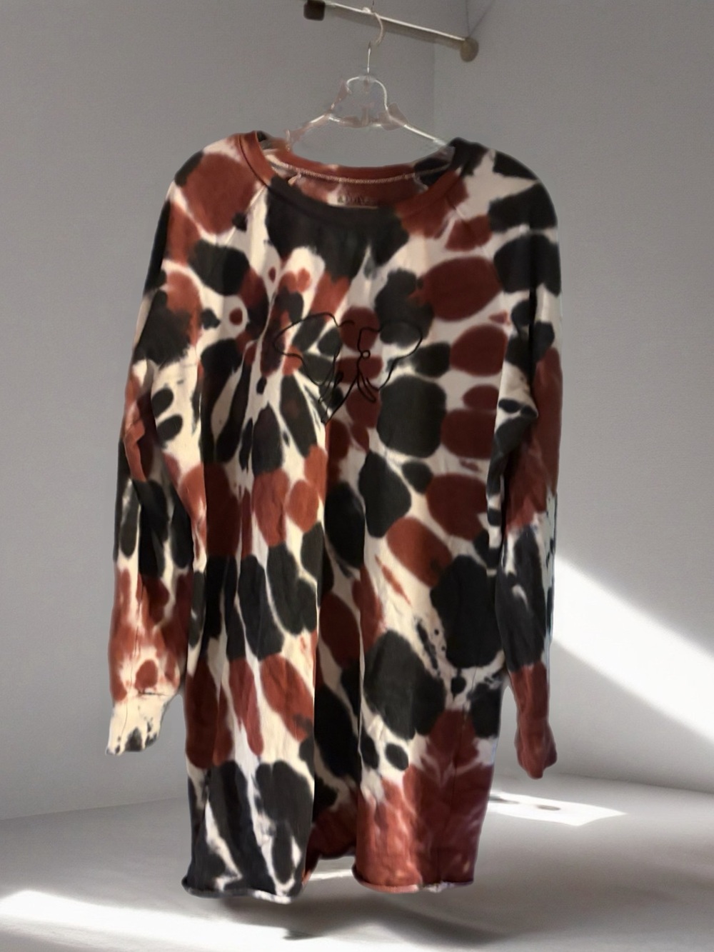 Ivory Ella Tie-Dye Mini Sweatshirt Dress with Embroidered Logo - Red/Black - XL